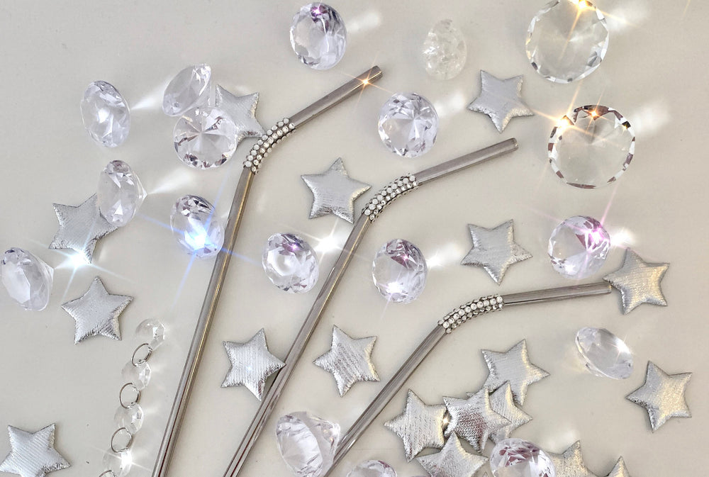 Blinged-out luxury bent metal straws